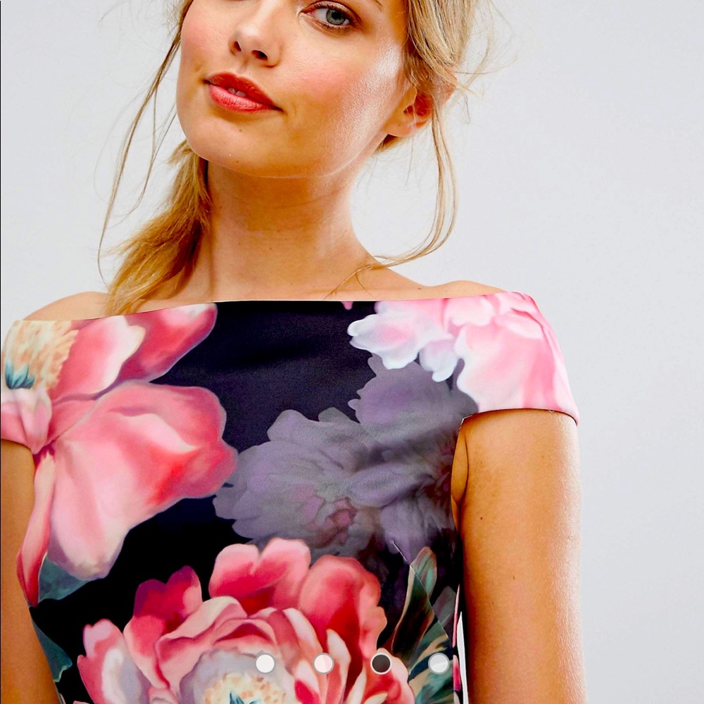 NWOT’s TED BAKER BARDOT STYLE PAINTED POSEY DRESS NEVER WORN - Picture 4 of 12